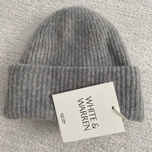White + Warren Brand New Cashmere Ribbed Gray Beanie